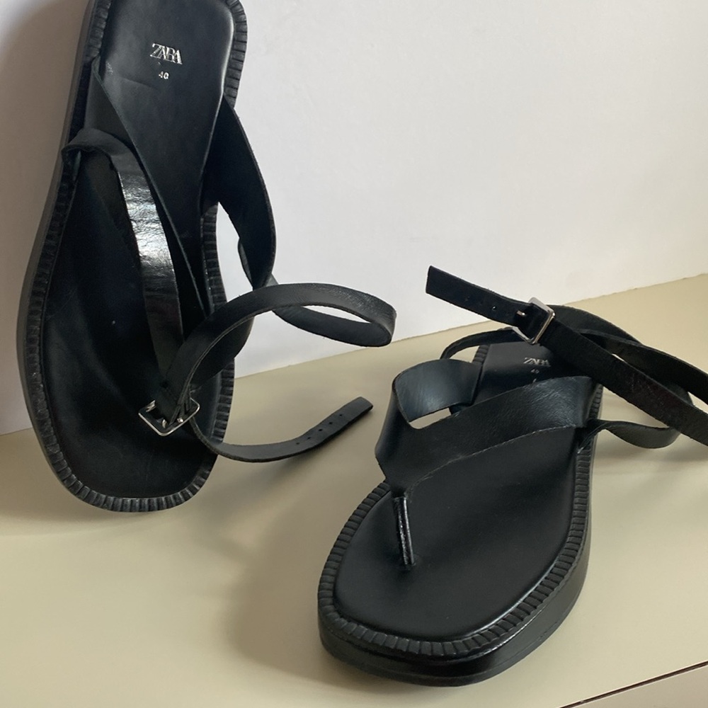Women's Black Strappy around ankle Sandals by Zara - Picture 4 of 4